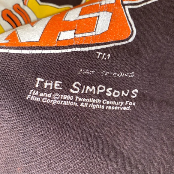 Vintage 90s Logo 7 Bart Simpson NFL Cleveland Browns T Shirt Adult M Brown - Picture 4 of 9